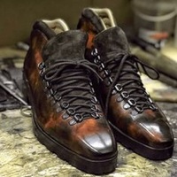 Men's handmade brown patina ankle boots, dress boots for men in patina finish - Thumbnail 4