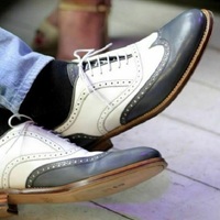 Men's Handmade Genuine Leather Two Tone Lace up Dress Shoes, Men Wingtip Shoes - Thumbnail 4