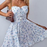Fashion Sleeveless Floral Print Dress - Thumbnail 3