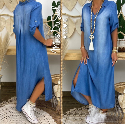 Solid Color Plus Size Women'S V-Neck Dress