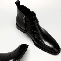 Handmade Mens Black Side Zipper Rock Style Boots, Men Leather Jodhpurs Boot - Thumbnail 1