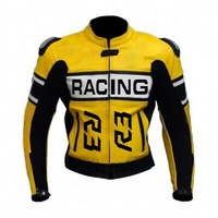 Men's Handmade Yellow Racing R3 Motorcycle Biker Real Cowhide Leather Jacket - Thumbnail 4