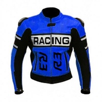 Men's Handmade Blue Racing R3 Motorcycle Biker Real Cowhide Leather Jacket - Thumbnail 4