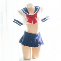 New sexy transparent sailor suit sexy suit half breast mini skirt - Thumbnail 5