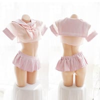 New sexy transparent sailor suit sexy suit half breast mini skirt - Thumbnail 7