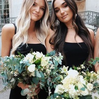 Elegant Sheath Scoop Neck Black Satin Long Bridesmaid Dresses - Thumbnail 2