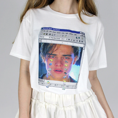 Leonardo dicaprio crying ms dos windows tee - Thumbnail 5