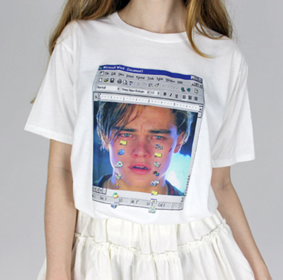 LEONARDO DICAPRIO CRYING MS DOS WINDOWS TEE