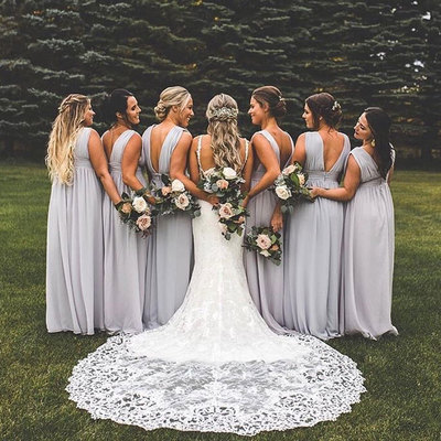 Deep v neck long bridesmaid dresses under 100 - Thumbnail 5