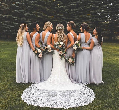 Deep V Neck Long Bridesmaid Dresses Under 100