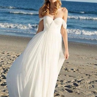 Off the shoulder simple beach wedding dresses bridal gown - Thumbnail 3