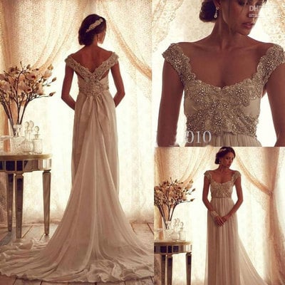 Vintage wedding dresses bridal gown with rhinestones - Thumbnail 4