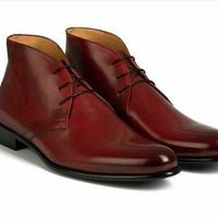 Handmade Leather Chukka Boot Men's Burgundy Color Lace Up Boot - Thumbnail 1