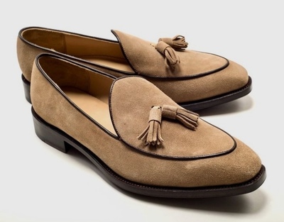 Handmade Mens Brown Suede Tassels Moccasins Loafers Lining Fashion Shoes