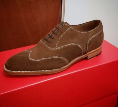 Handmade Mens Brown Wingtip Lace Up Suede Formal Wear Lace Up Shoes