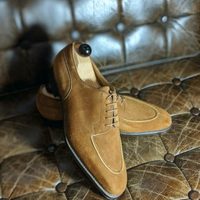 Mens Handmade Brown Casual Wear Boat Cut Round Toe Lace Up Shoes  - Thumbnail 1