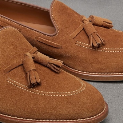 Brown suede driving tassels moccasins handmade loafers slips on formal wear shoe - Thumbnail 2