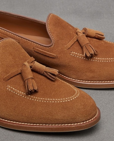 Brown Suede Driving Tassels Moccasins Handmade Loafers Slips On Formal Wear Shoe