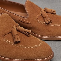 Brown Suede Driving Tassels Moccasins Handmade Loafers Slips On Formal Wear Shoe - Thumbnail 1
