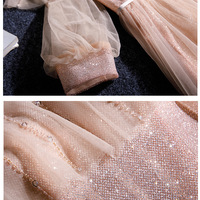 Pink tulle sequins long prom dress - Thumbnail 7