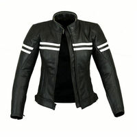 Womens/Ladies Motorcycle Waterproof Genuine Leather Jacket Motorbike CE Armours - Thumbnail 4