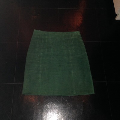Emerald suede mini skirt 