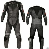 Men Black Cyclist Sports Racing Motorcycle Leather Suit Jacket & Pants UK - Thumbnail 5