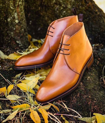 New Handmade Tan Brown Chukka Formal Leather Lace Up Boot