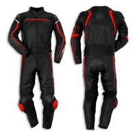 New Mens Full Black Motorcycle Racing Cowhide Leather 2 Piece Suit Safety Pads - Thumbnail 5