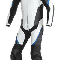 New Mens White Black Motorcycle Racing Cowhide Leather 1/2 Piece Suit Speed Hump - Thumbnail 5