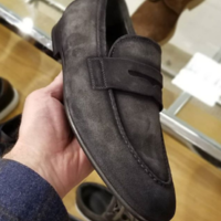 Gray Decent Suede Material Penny Loafers Slips On Moccasins Hand Stitch Shoes - Thumbnail 1