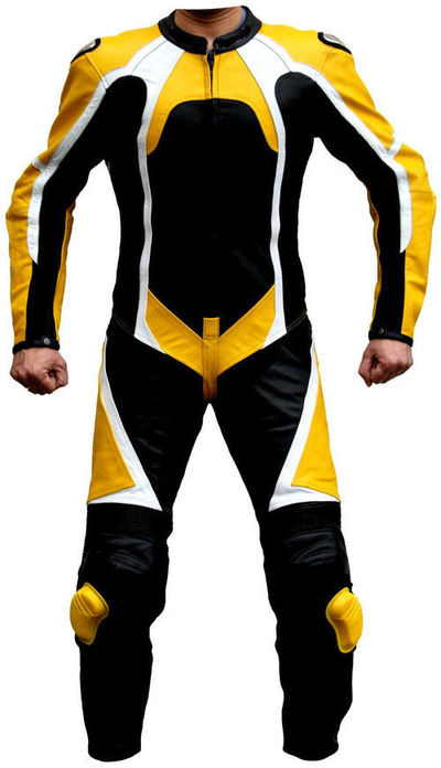 New Mens Multicolor Motorcycle Racing Cowhide Leather 1/2 PC Suit Speed Hump