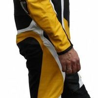 New Mens Multicolor Motorcycle Racing Cowhide Leather 1/2 PC Suit Speed Hump - Thumbnail 1