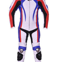 New Mens Multicolor Motorcycle Racing Cowhide Leather 1/2 PC Suit Speed Hump - Thumbnail 5