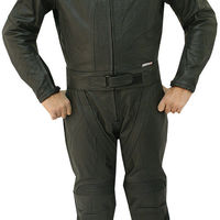 New Man Fire Skull Black Motorcycle Racing Cowhide Leather 2 PC Suit Safety Pads - Thumbnail 1