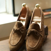 Mens Brown Tassels Suede Handmade Formal Shoes - Thumbnail 1