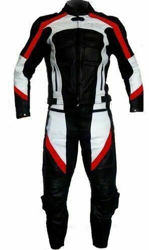 MOTORCYCLE LEATHER SUIT MOTORBIKE RACING SUIT MEN BIKER SUIT JACKET TROUSER 2-PC