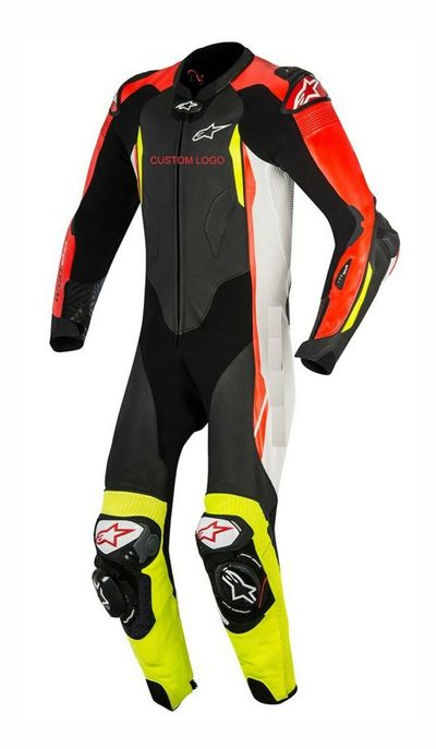 Men's Classic Motorcycle CE Approved Racing Biker 100%Cowhide Leather Suit