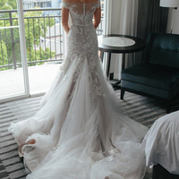 Mermaid Off the Shoulder Tulle Wedding Dresses with Appliques,Bridal Dresses - Thumbnail 1