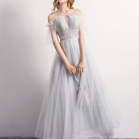 Gray tulle short prom dress party dress - Thumbnail 4