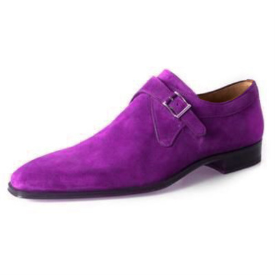 New men's purple suede single monk strap casual costume shoes