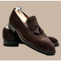 Handmade Brown Shoes, Men's Formal Split Toe Suede Shoes - Thumbnail 1