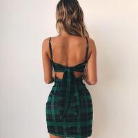 Lattice Print Sexy Women'S Backless Dress - Thumbnail 5