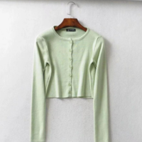 Casual Knitted Long Sleeve Short Shirt Top - Thumbnail 4