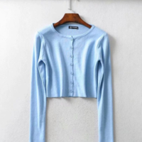 Casual Knitted Long Sleeve Short Shirt Top - Thumbnail 3