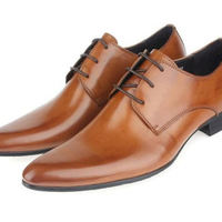 Brown Leather Classic Narrow Toe Lace Up Office Formal Handmade Mens Shoes - Thumbnail 1