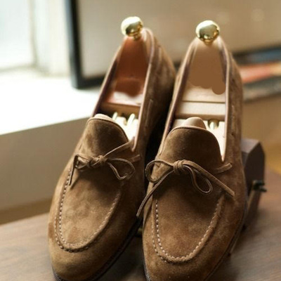 Mens formal tassels fastening moccasins hand stitch brown formal shoes