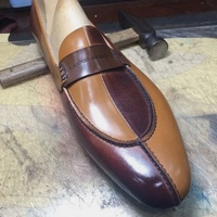 Men Customize Twotone Loafer Slips on Moccasin Leather Formal Shoes Penny Loafer - Thumbnail 4