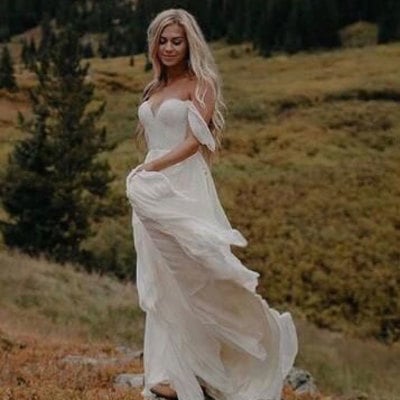 Beach off the shoulder wedding dresses bridal gown - Thumbnail 4