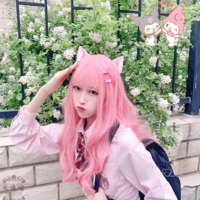 Cute sweet olita cherry coral powder long curly wig - Thumbnail 8